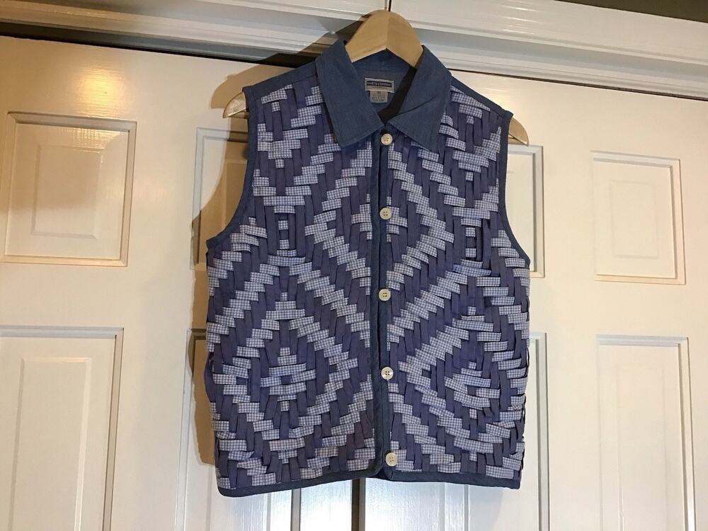 VTG Women S Basketweave Quilt Boho Patchwork Vest Grandmacore Art To Wear Kitsch
